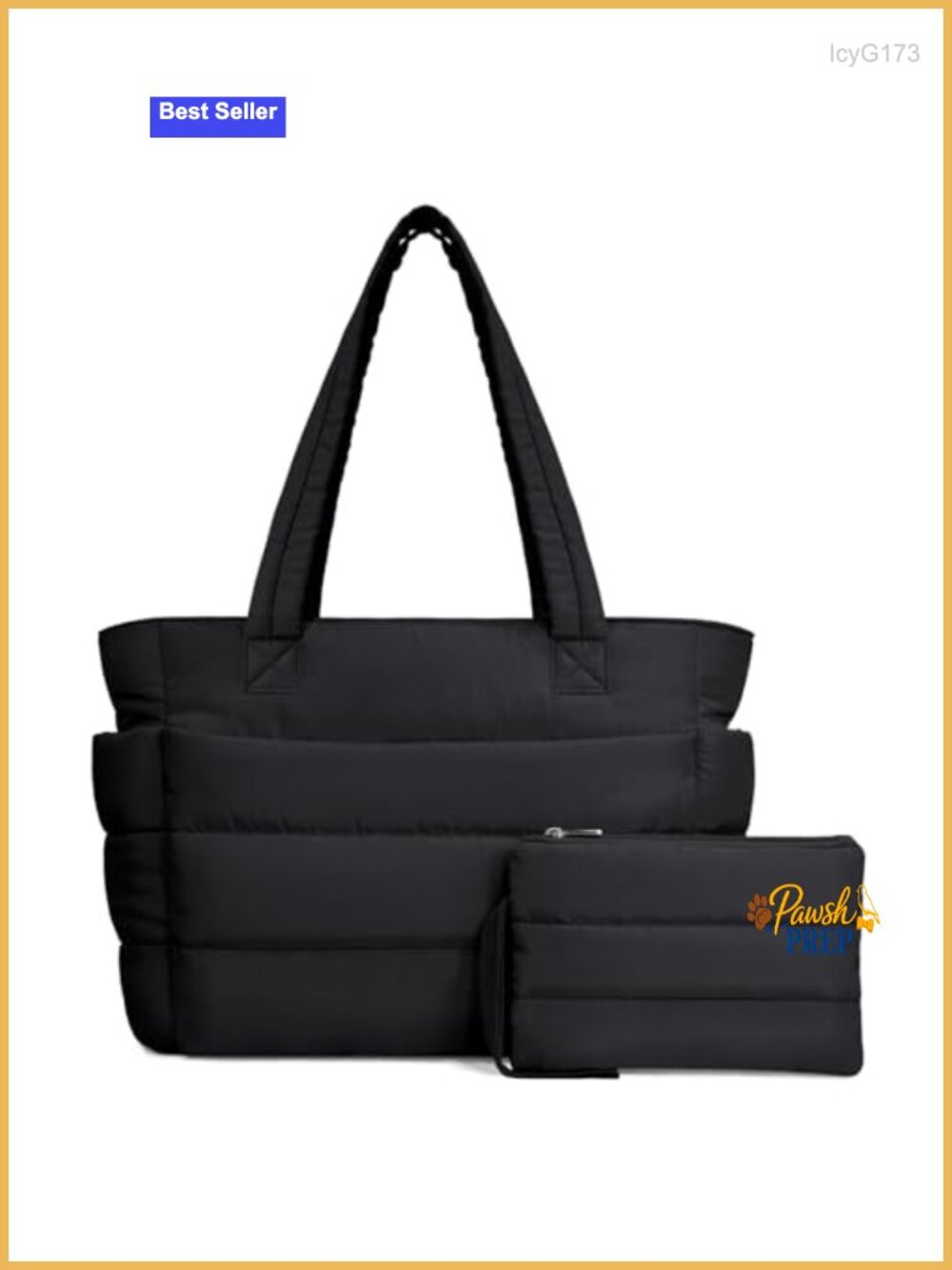 Quilted Puffer Tote Bag Lightweight Shoulder Bag with Laptop Sleeve